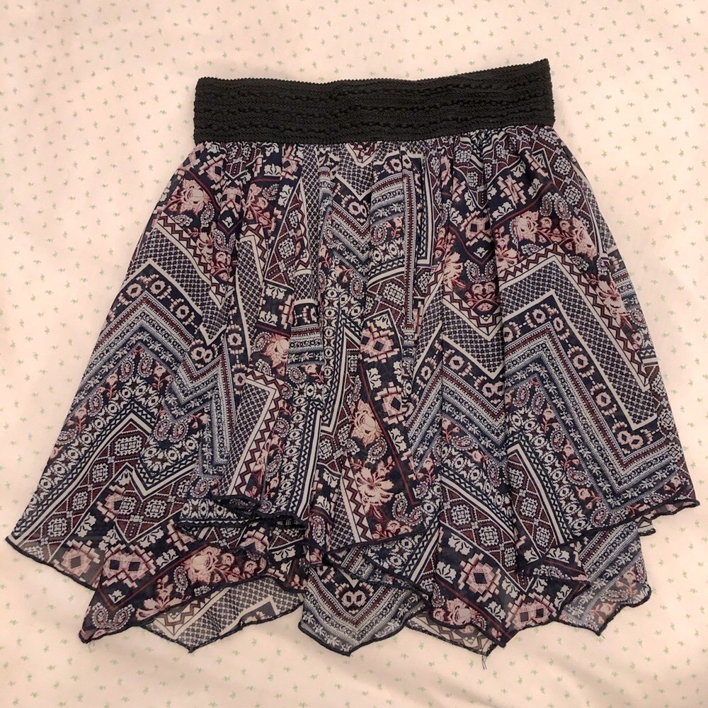Chiffon print flowy skirt boho vibe